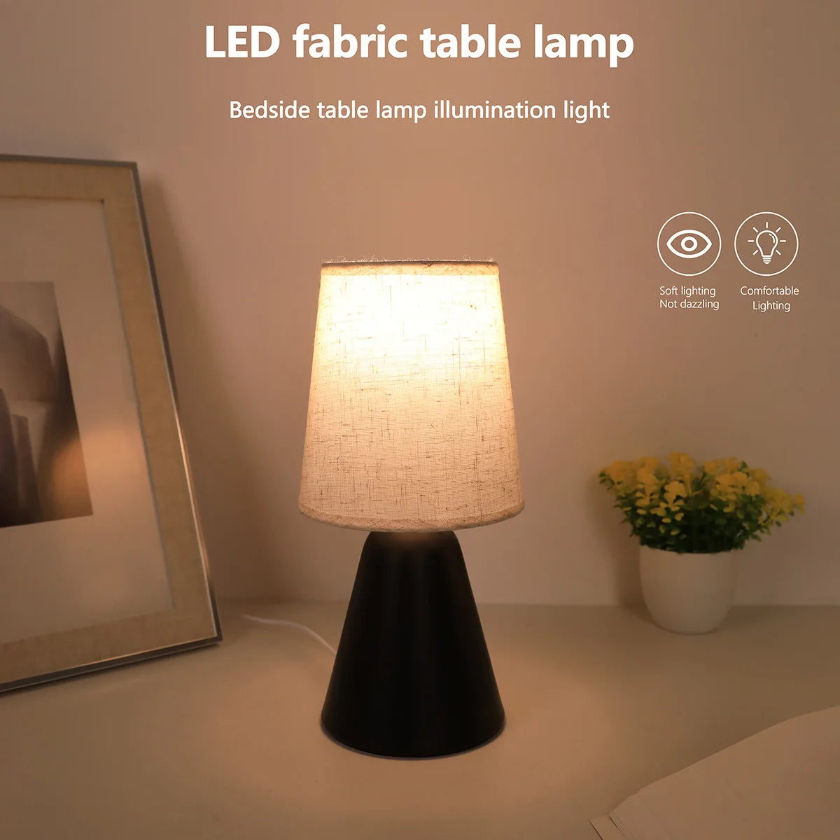 Modern linen art table lamp, home decoration atmosphere lamp suitable for bedrooms, study rooms